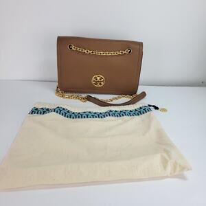 Tory Burch Carson Convertible Shoulder Crossbody Bag Moose Brown Leather Dustbag